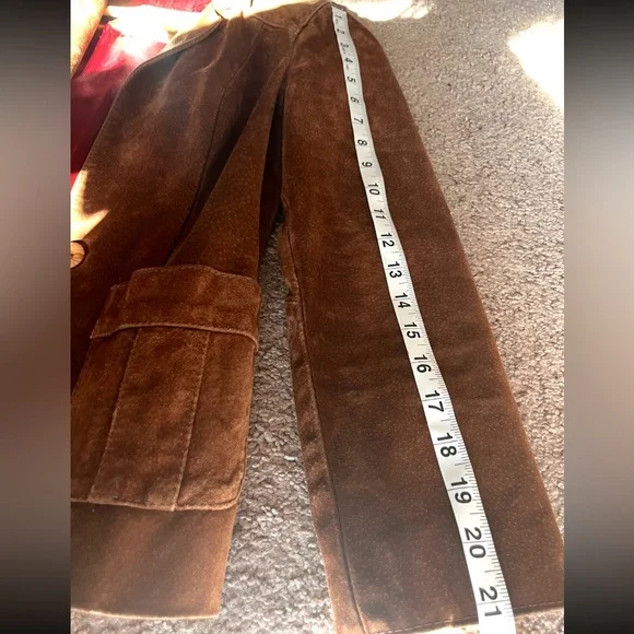 Vintage Suede Leather Brown Blazer Jacket 0 US / 34 EU Petite - Picture 7 of 8